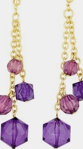 Earings with purple and rose geometrical drops.